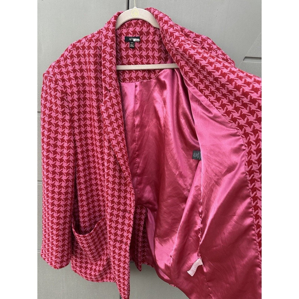 AFRM Sassy XL Pink Red Herringbone Lined Oversized Fit Blazer Barbie core READ - Picture 9 of 16